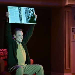 Man in Chair (Timothy Mathis) shows off his copy of the Drowsy Chaperone, starring the incomparable Beatrice Stockwell