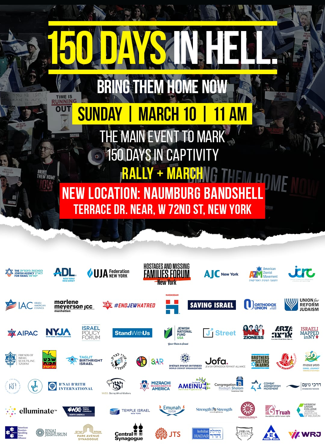 Event poster with new location highlighted: Naumburg Bandshell in Central Park